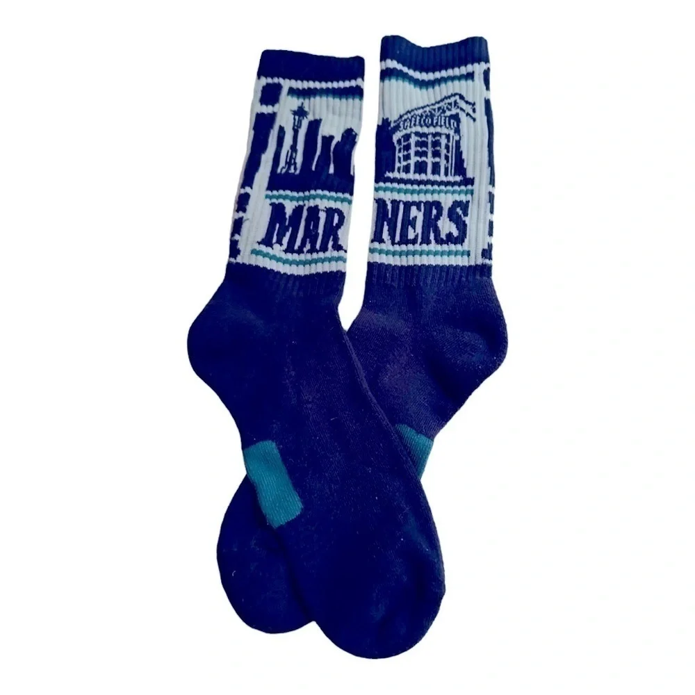 Seattle Mariners Blue Grey Socks Unisex Baseball Safeco Field Vintage
